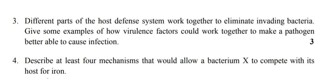 3. Different Parts Of The Host Defense System Work | Chegg.com