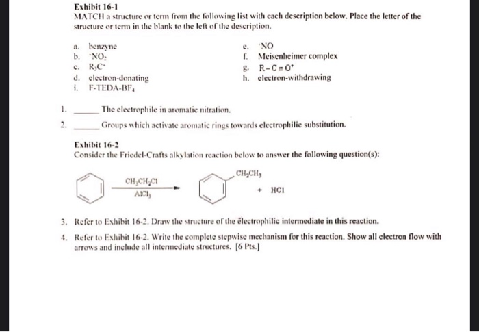 Solved Exhibit 16-1 MATCH a structure or term from the | Chegg.com
