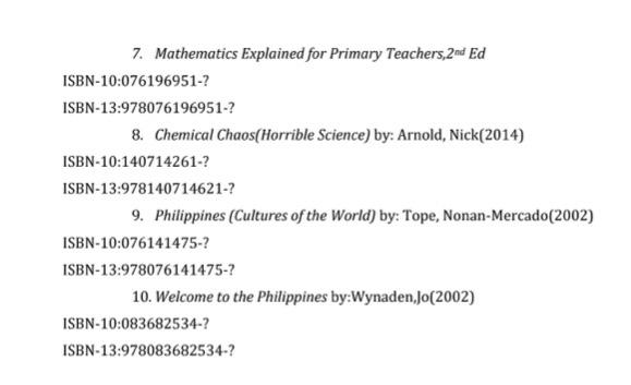 Solved B. Determine the correct check digit for each ISBN-10 | Chegg.com