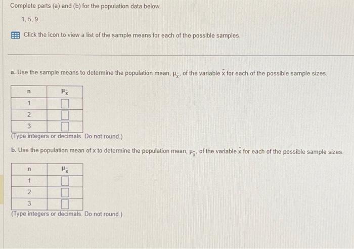 Solved Complete Parts (a) And (b) For The Population Data | Chegg.com