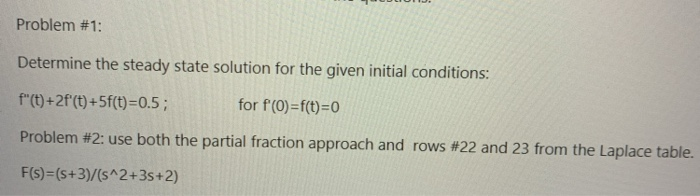 Solved Problem #1: Determine the steady state solution for | Chegg.com