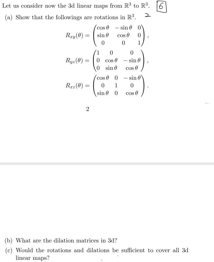 Solved Let us consider now the 3d linear maps from R3 to R3. | Chegg.com
