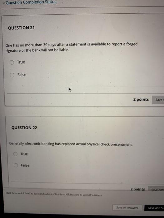 Solved Question Completion Status: QUESTION 21 One has no | Chegg.com