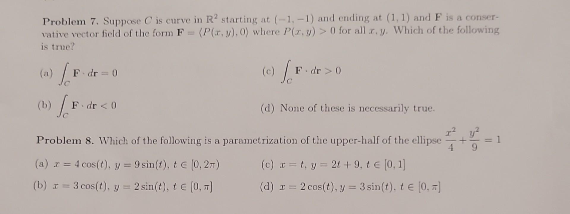 Solved Problem 7. Suppose C is curve in R2 starting at | Chegg.com