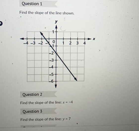 Solved Question 1Find the slope of the line shown.Question | Chegg.com