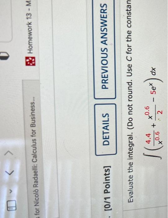 Solved for Nicolo Radaelli: Calculus for Business... | Chegg.com