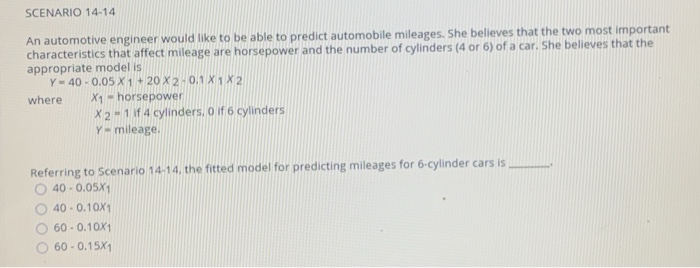 Automotive Engineering Math Question Solved SCENARIO 14-14 An automotive engineer would like to | Chegg.com
