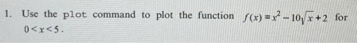 Solved 1. Use the plot command to plot the function | Chegg.com