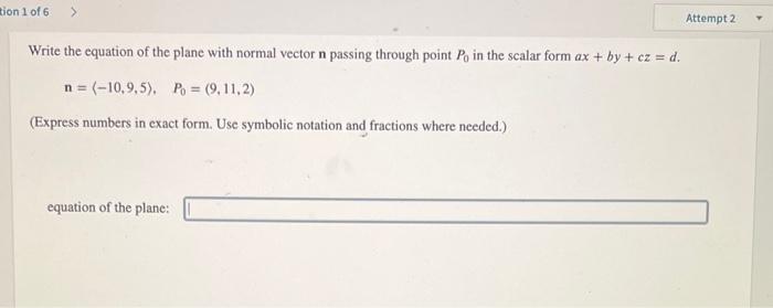 Solved Write the equation of the plane with normal vector n | Chegg.com