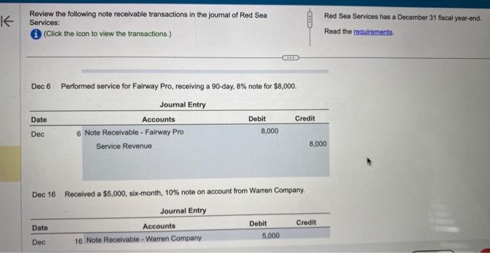 Solved Review the following note receivable transactions in | Chegg.com