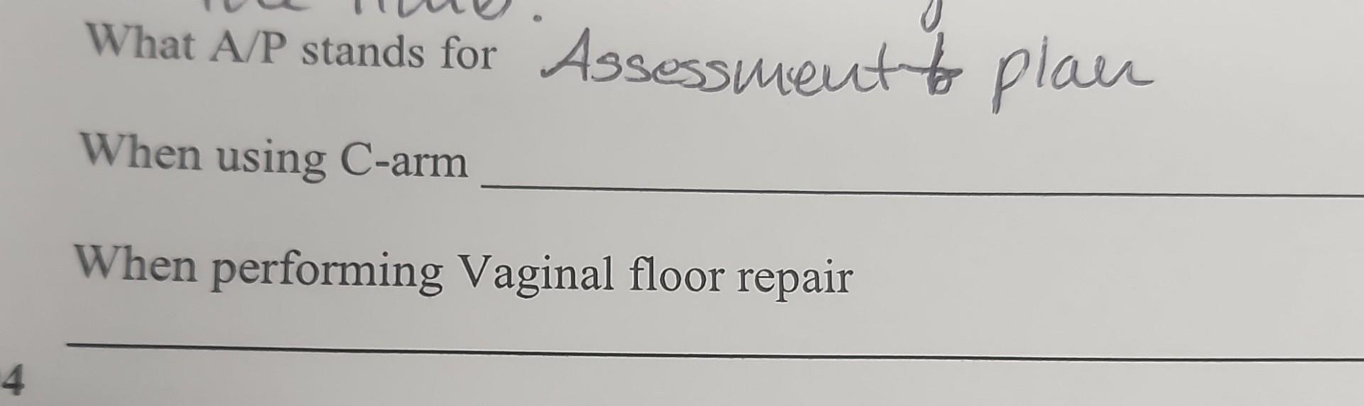 Solved What A/P stands for Assessment 61 plaen When using