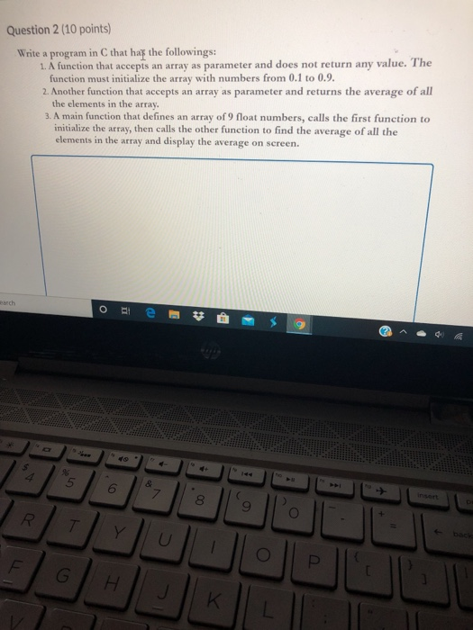Solved Question 2 (10 points) Write a program in C that has | Chegg.com