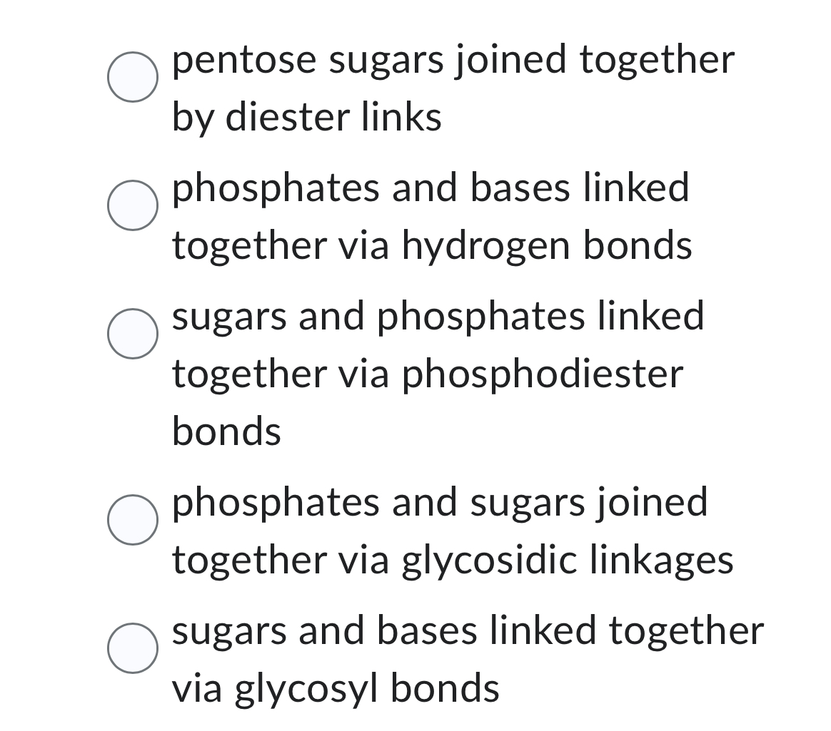Solved pentose sugars joined together by diester links