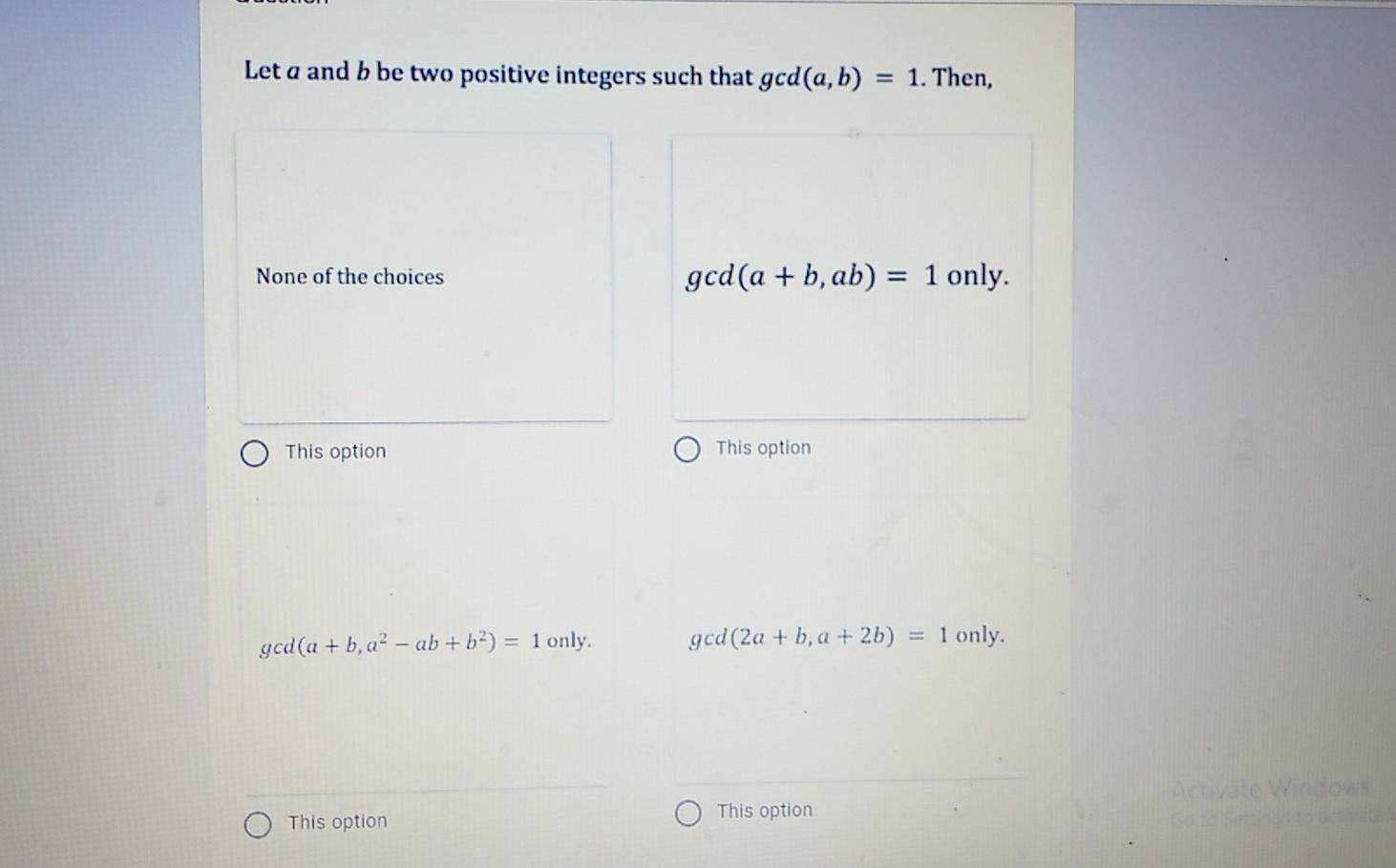 Solved Let a and b be two positive integers such that gcd(a, | Chegg.com