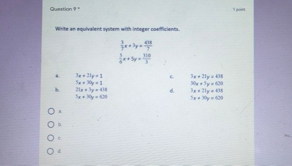 Solved Question 9 1 point Write an equivalent system with | Chegg.com