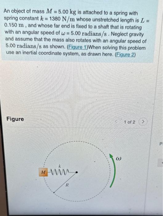 Solved An object of mass M=5.00 kg is attached to a spring | Chegg.com