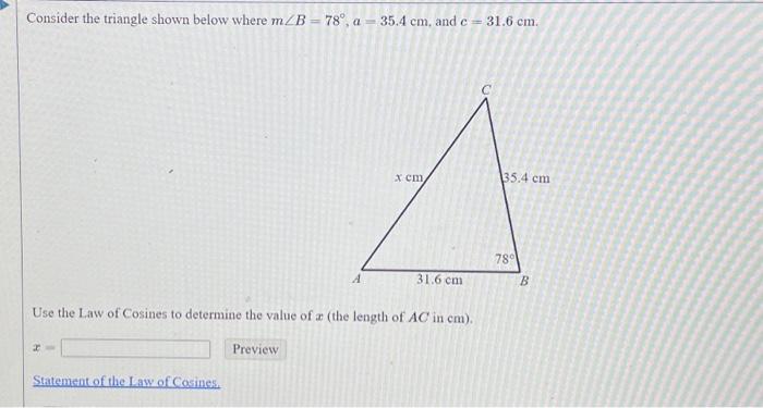Solved Consider the triangle shown below where | Chegg.com