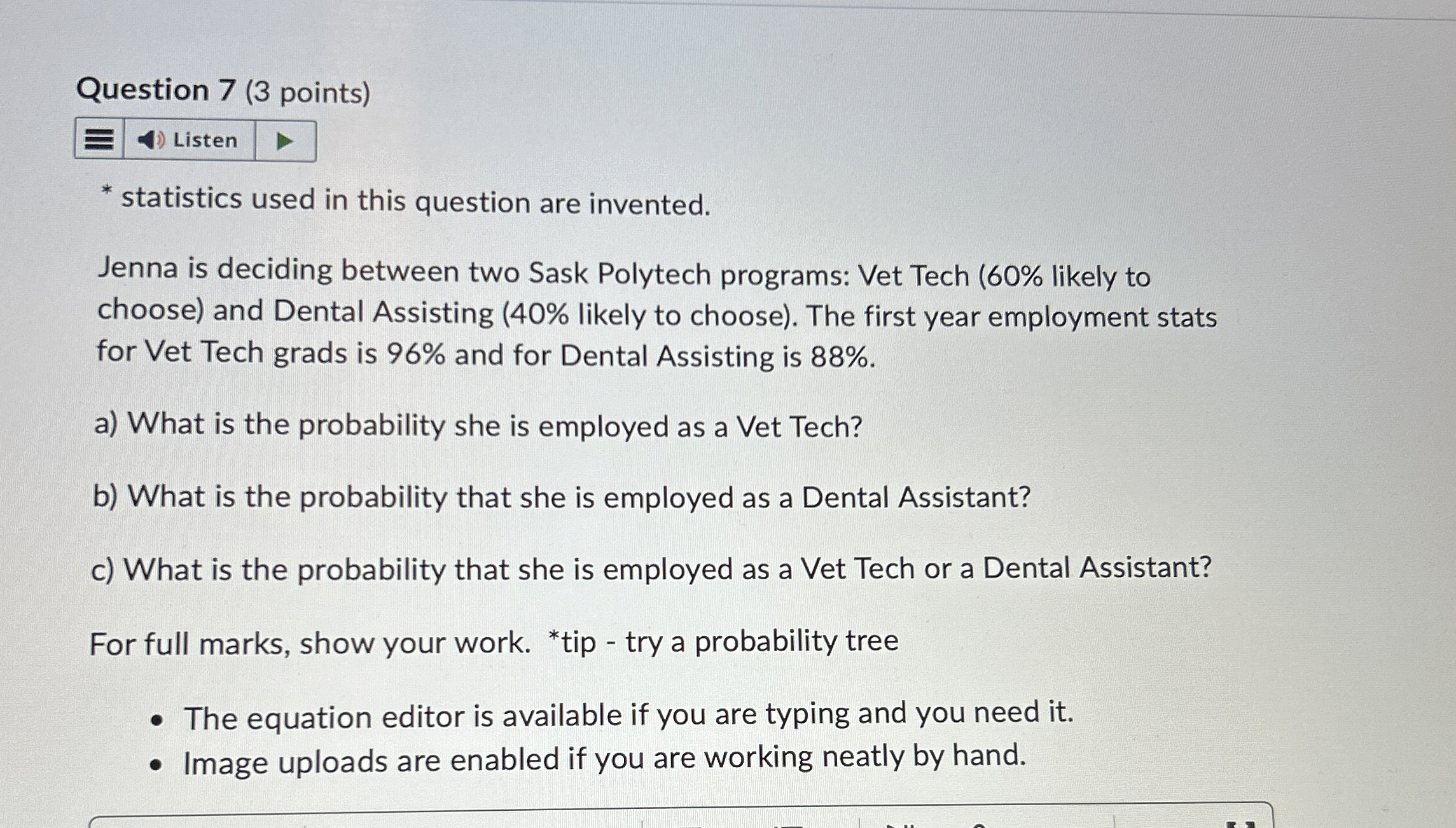 Solved Question 7 (3 ﻿points)statistics used in this | Chegg.com