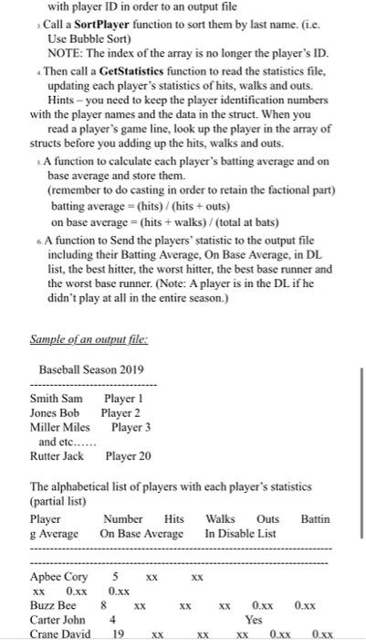 Solved The local baseball team is computerizing its records. | Chegg.com