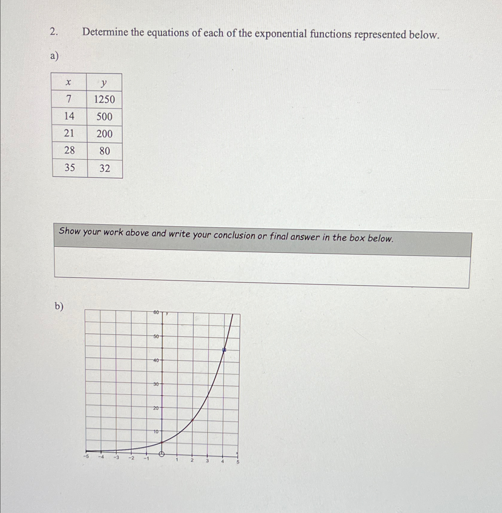 Solved Determine the equations of each of the exponential | Chegg.com