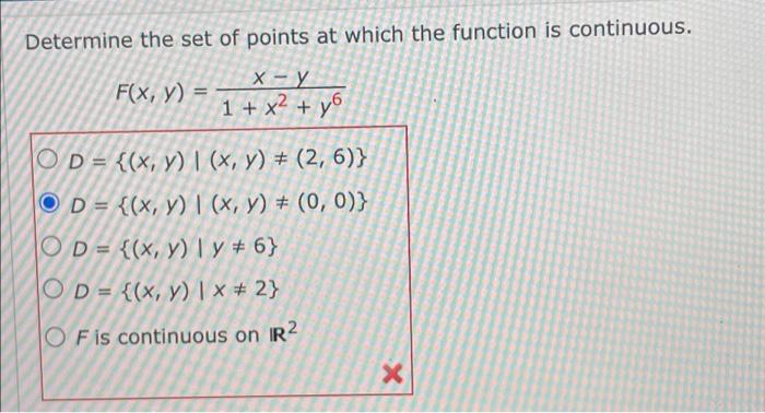 Solved Determine the set of points at which the function is | Chegg.com