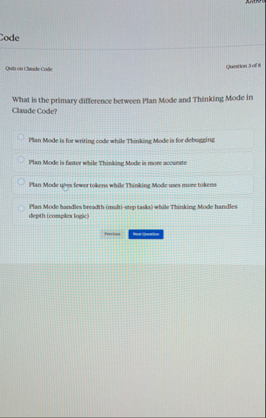 Solved CodeQutzon Claude CodeQuestion 3 ﻿of 8What is the | Chegg.com