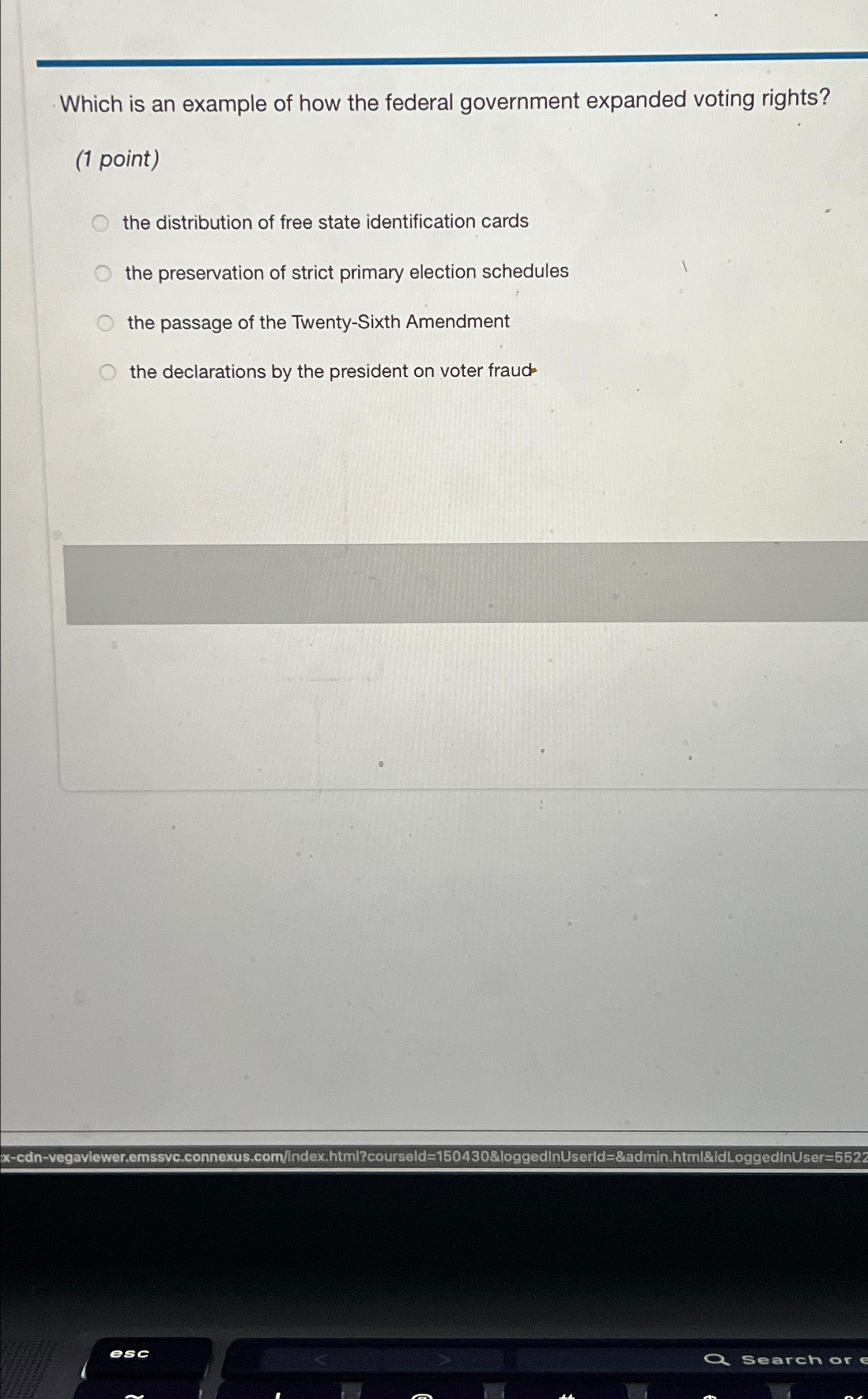 Solved Which is an example of how the federal government | Chegg.com
