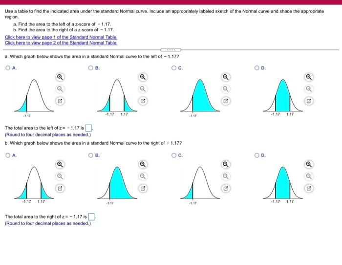 Solved Use a table to find the indicated area under the | Chegg.com
