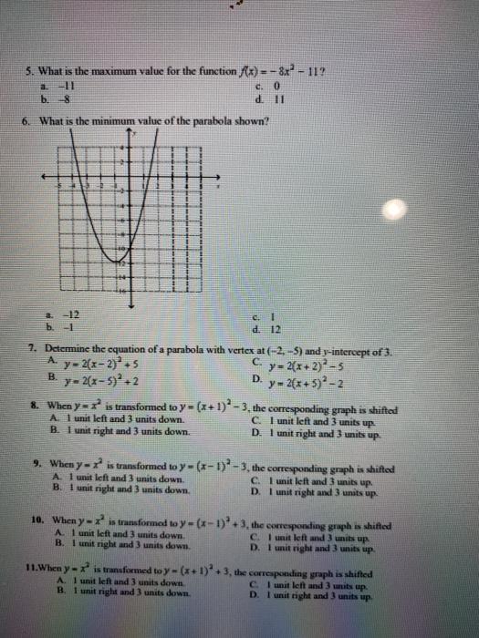 Solved The Value Of K In The Quadratic Relation Of The Form Chegg Com