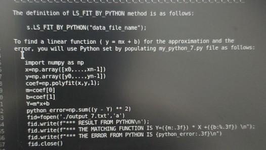 The definition of LS FIT BY PYTHON method is as | Chegg.com