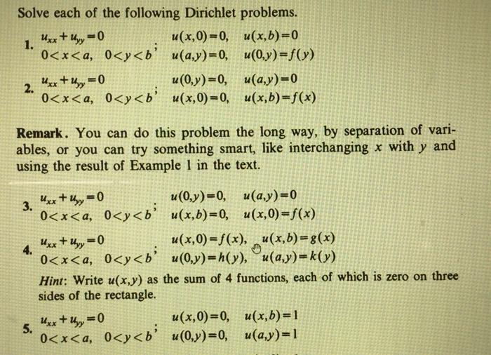 Solved Solve Each Of The Following Dirichlet Problems. 1. | Chegg.com