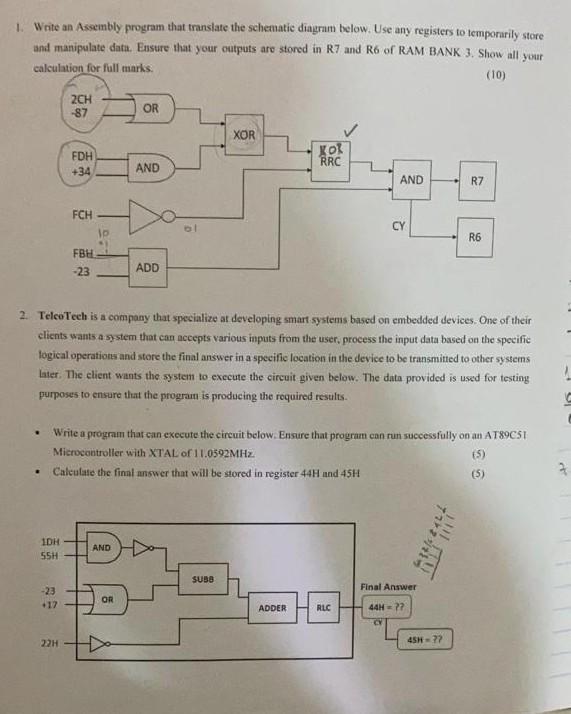 Solved 1. Write an Assembly program that translate the | Chegg.com