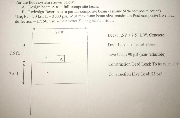 For the floor system shown below: A. Design beam A as | Chegg.com