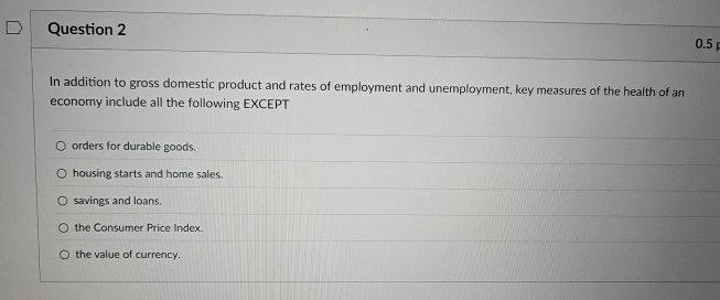 Solved Question 2In addition to gross domestic product and | Chegg.com