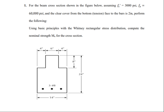Solved For the beam cross section shown in the figure below, | Chegg.com