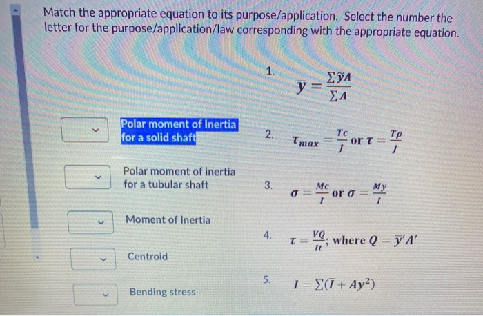 Solved Match the appropriate equation to its | Chegg.com