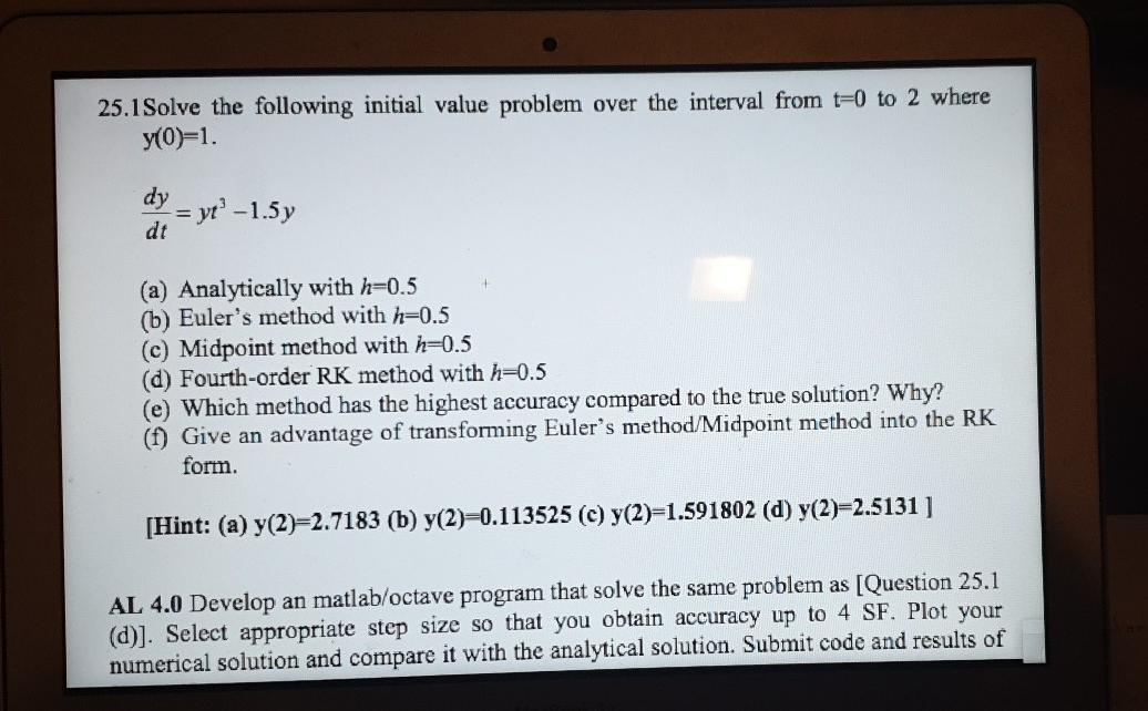 Solved 25.1 Solve the following initial value problem over | Chegg.com