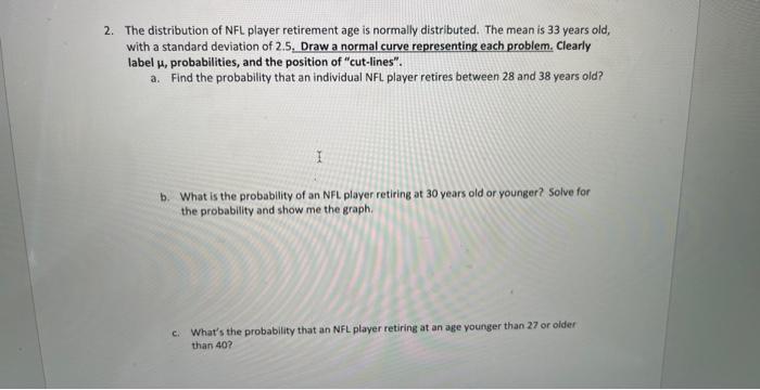 Solved The distribution of NFL player retirement age is | Chegg.com