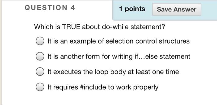Solved QUESTION 4 1 points Save Answer Which is TRUE about | Chegg.com