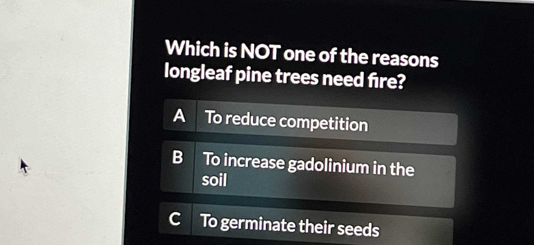 Solved Which is NOT one of the reasons longleaf pine trees
