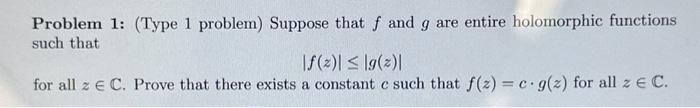 Solved Problem 1: (Type 1 problem) Suppose that f and g are | Chegg.com