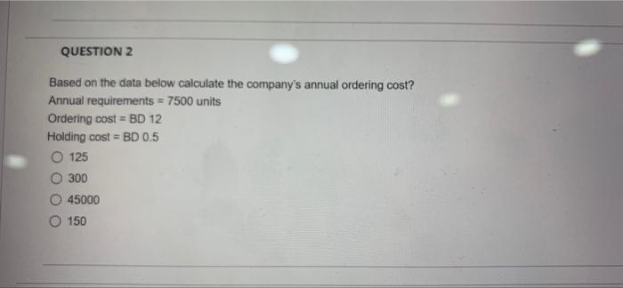 Solved QUESTION Based on the data below calculate the | Chegg.com