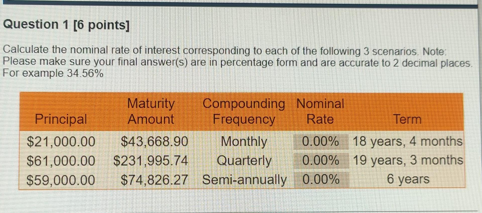 Solved Calculate The Nominal Rate Of Interest Corresponding Chegg