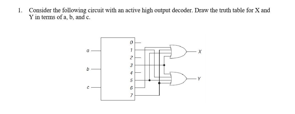 Solved 1. Consider the following circuit with an active high | Chegg.com