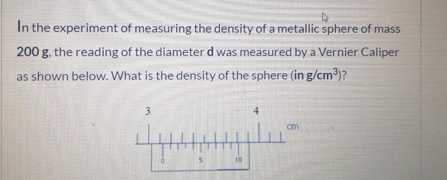 Solved In the experiment of measuring the density of a | Chegg.com