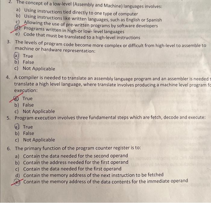 Solved 2. The concept of a low-level (Assembly and Machine) | Chegg.com
