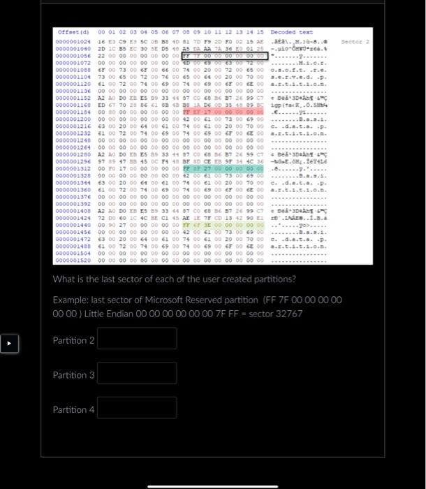 Solved What is the last sector of each of the user created | Chegg.com