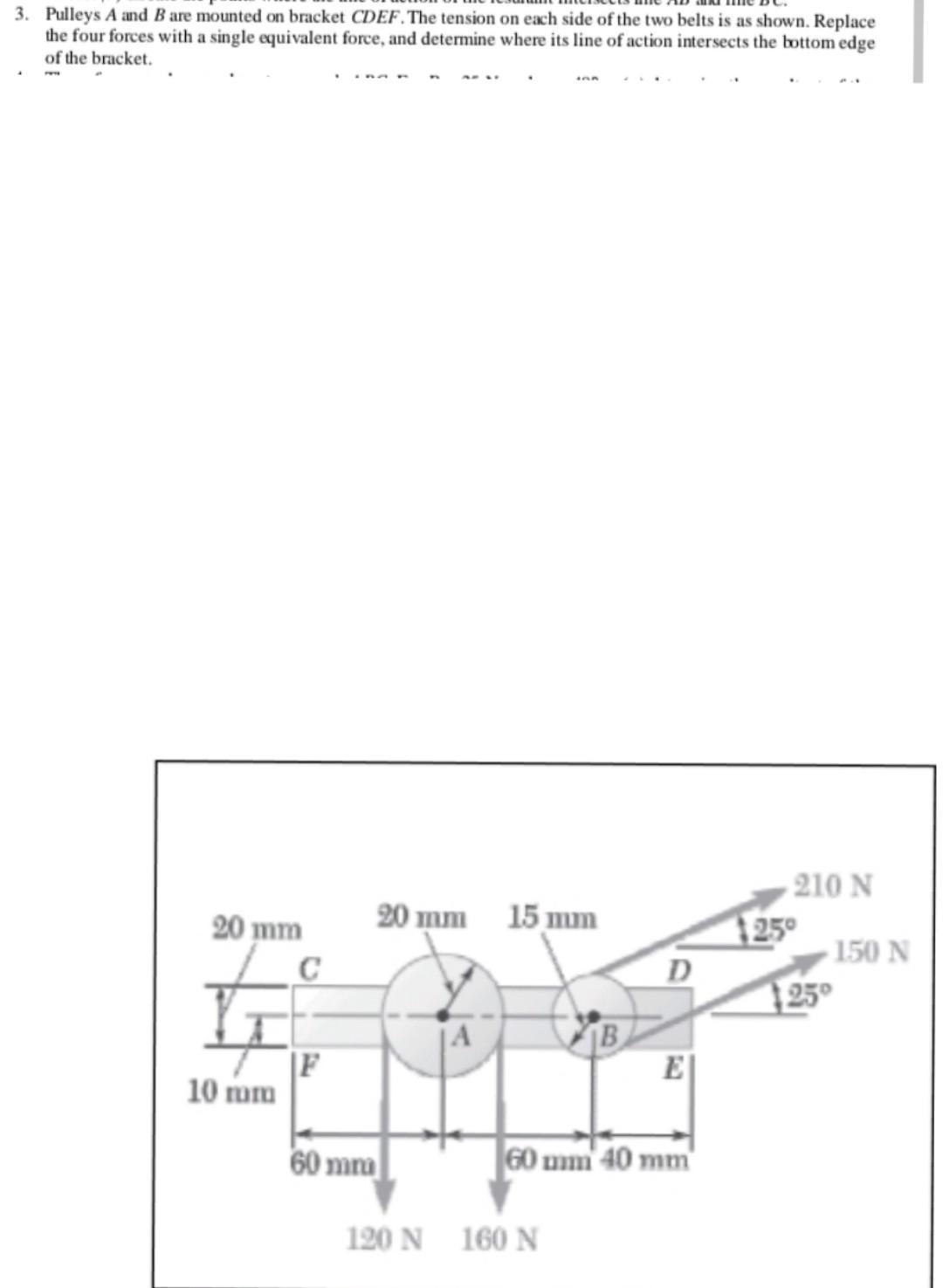 Solved 3. Pulleys A And B Are Mounted On Bracket CDEF. The | Chegg.com