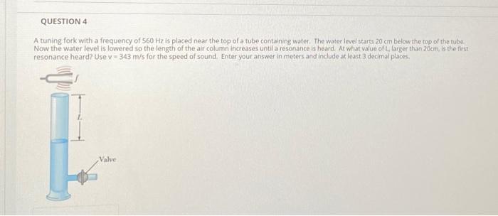 Solved QUESTION 4 A tuning fork with a frequency of 560 Hz | Chegg.com