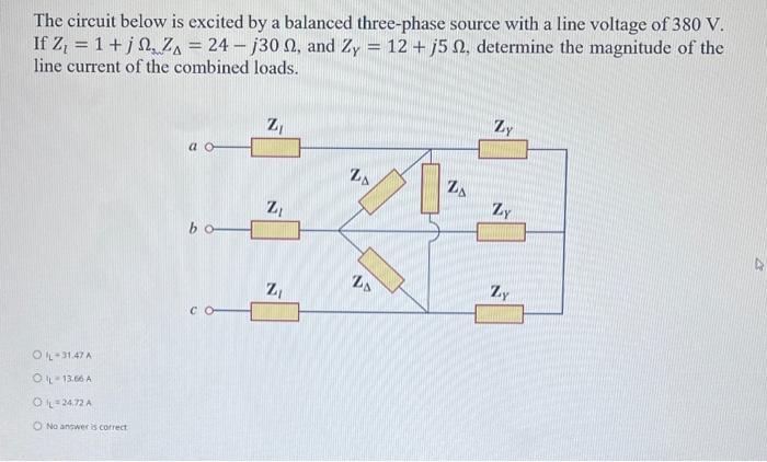 Solved The circuit below is excited by a balanced | Chegg.com
